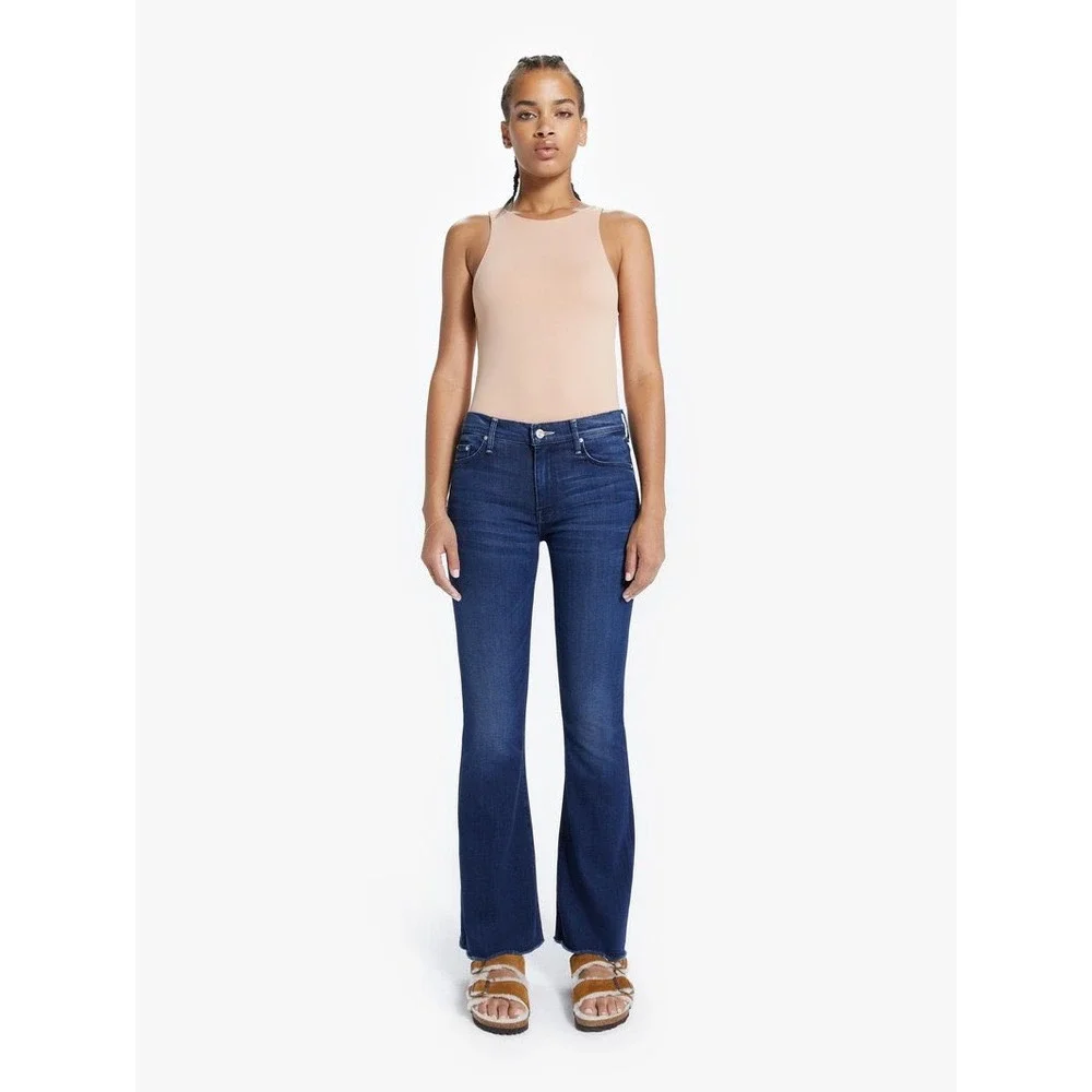 Mother The Weekender Fray Mid Rise Flare Jeans Tongue and Chic Denim Size 28 - Picture 1 of 10